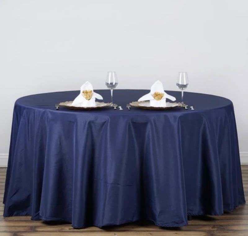 Round Navy Blue Table Covering