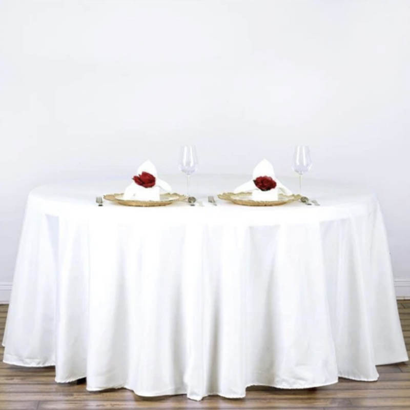 Round White Table Covering